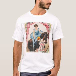 Camiseta Flores De Palhaço Para Uma Mulher Em Horseback