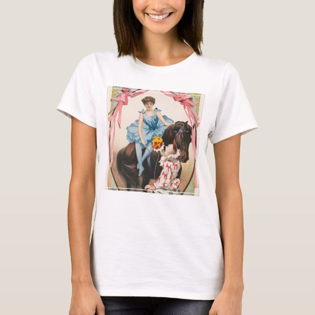 Camiseta Flores De Palhaço Para Uma Mulher Em Horseback (Frente)