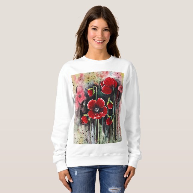 Camiseta Flores De Papoila Em Aquarela (Frente Completa)