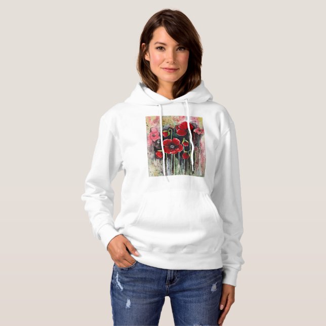 Camiseta Flores De Papoila Em Aquarela (Frente Completa)