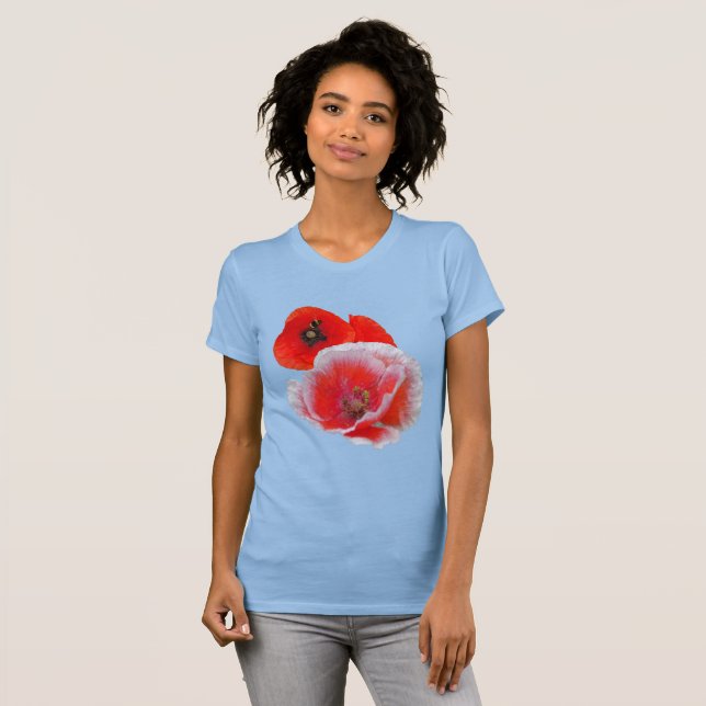 Camiseta Flores de Papoila Fecham Camisa-T (Frente Completa)