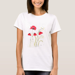 Camiseta Flores de papoila-vermelha