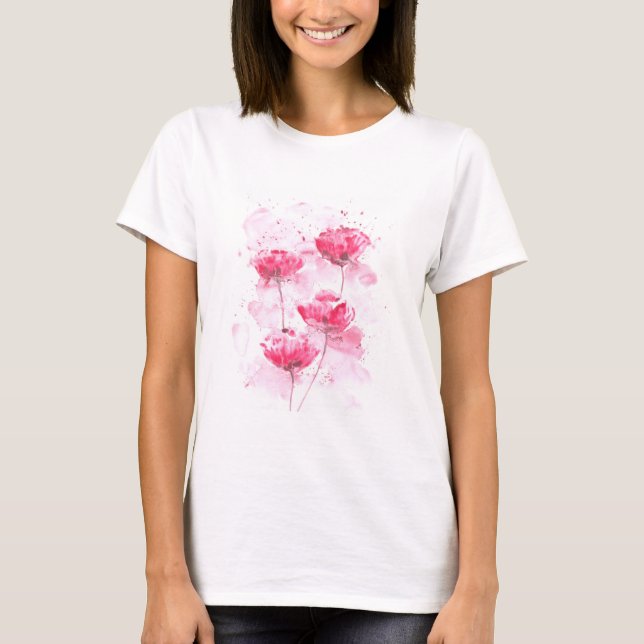 Camiseta Flores de Papoula Vermelha (Frente)