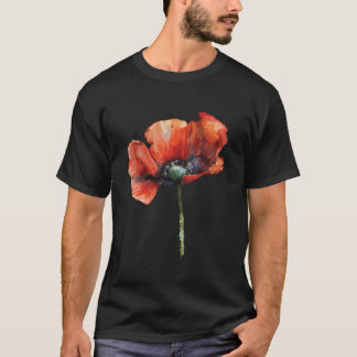 Camiseta Flores de Papoula Vermelhas Plantas Naturais