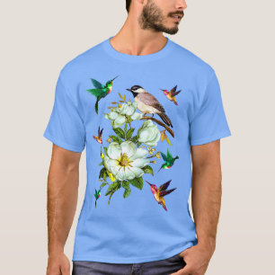 Camiseta Flores de passarinhoSobressaltoMulheres Homens Cri