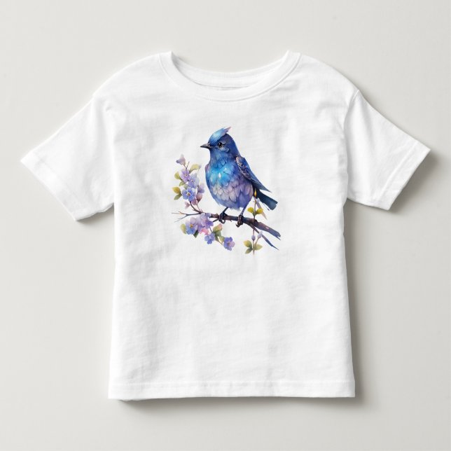 Camiseta Flores de Pássaro de Fada aquarela Clipart-73611 (Frente)