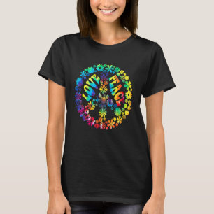 Camiseta Flores de Paz Sinais Gráficos de Paz Tie Dye
