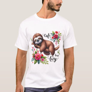 Camiseta Flores de Preguiça Preguiçosa Fofa
