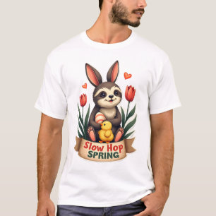 Camiseta Flores de Primavera Coelho Sloth Páscoa V