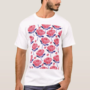 Camiseta Flores de primavera, padrão sem costura de aquarel