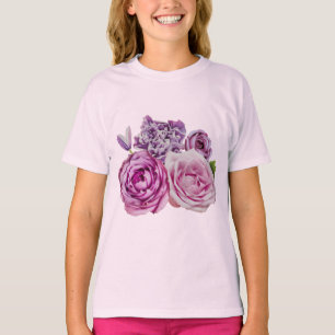 Camiseta Flores de Rosa de Lavanda branca rosa