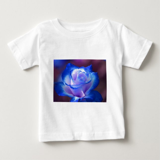 Camiseta flores de rosa penteado flores azuis (Frente)