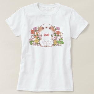 Camiseta Flores de Sangue e Mochi Cute Kawaii Colorido