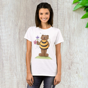 Camiseta Flores De Segurar Urso De Mel