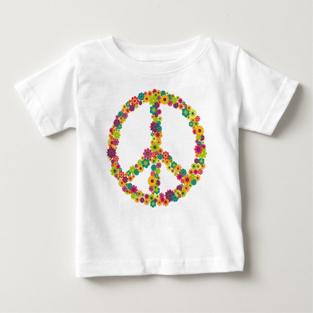 Camiseta Flores de sinal de paz de Hippy (Frente)