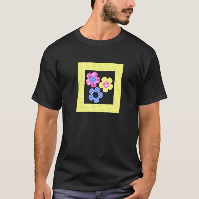 Camiseta Flores De Tartan Em Quadro Amarelo (Frente)