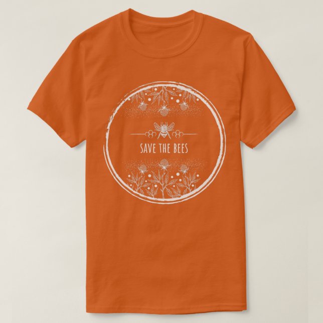 Camiseta Flores de trevo com salvação das abelhas (Frente do Design)