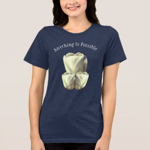 Camiseta Flores de Tulipa Tudo é Possível Inspirador