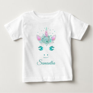 Camiseta Flores de Unicórnio Fofo Fabuloso Rosto 1