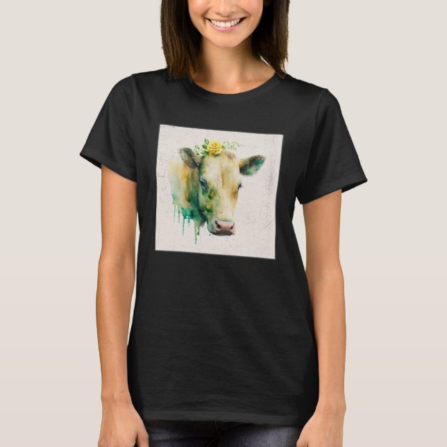 Camiseta Flores de Vaca Bonitas Lança Verde Mim (Frente)