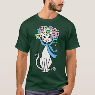 Camiseta Flores de Verão de Primavera de Gato Flores de Ver