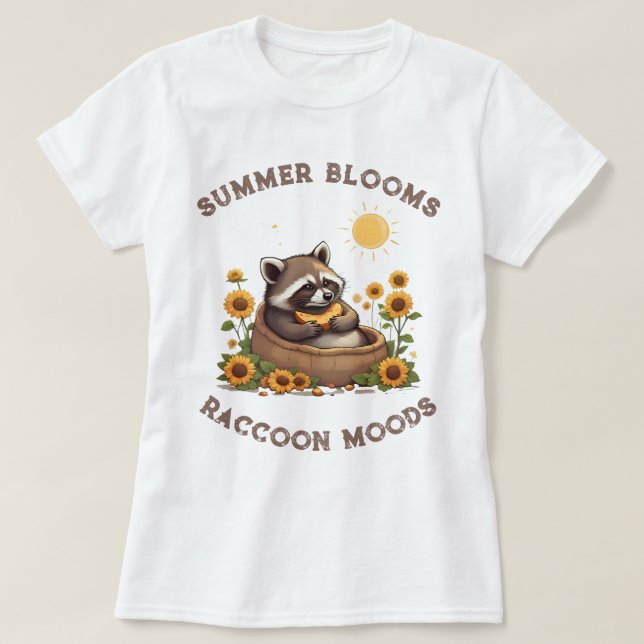 Camiseta Flores de Verão Humores de Guaxinim (Frente do Design)
