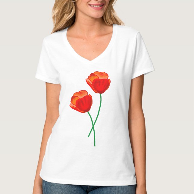 Camiseta Flores de vermelhos (Frente)