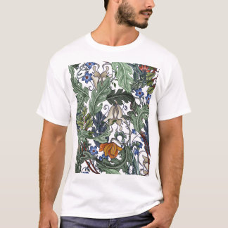 Camiseta Flores, deco de arte, moderno, sem costura.