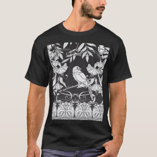 Camiseta Flores Decorativas Bird Nouveau Poster