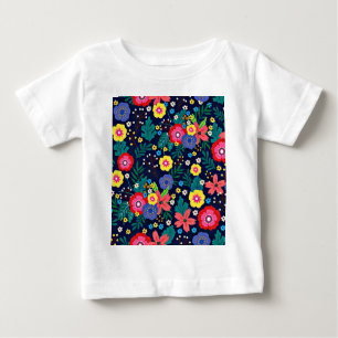 Camiseta Flores Decorativas E Folhas Padrão-48675