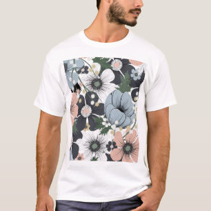 Camiseta Flores delicadas: padrão sem costura desenhado à m