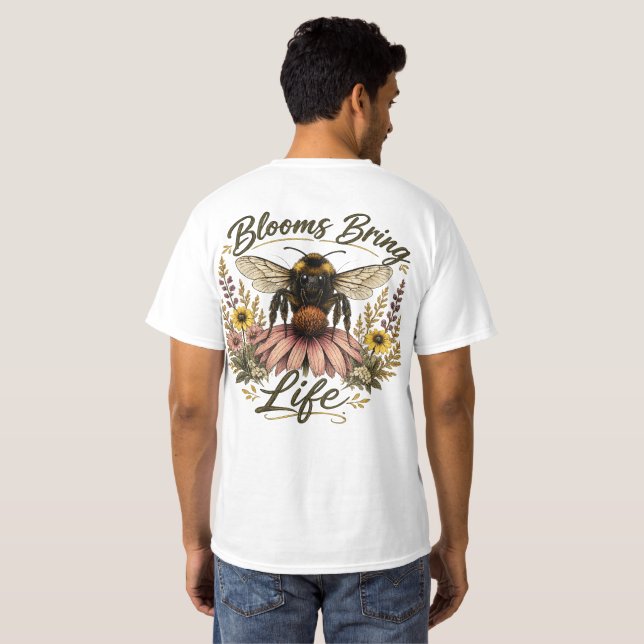 Camiseta Flores Desabrocham a Vida (Parte Traseira Completa)