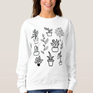 Camiseta Flores desenhadas à mão Dodles Pretos e Brancos