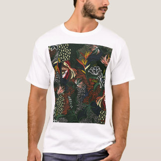 Camiseta Flores desenhadas à mão, floresta tropical de palm