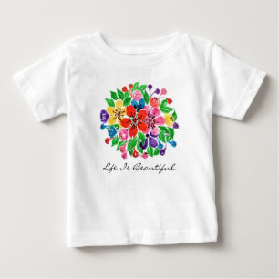 Camiseta Flores do arco-íris da aguarela