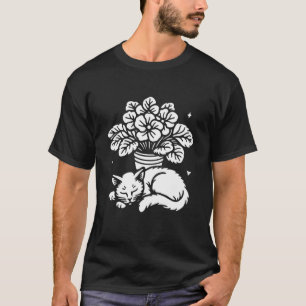 Camiseta Flores do Dia das Mães Violetas Africanas Gato Amo