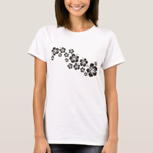 Camiseta flores do hibiscus no preto