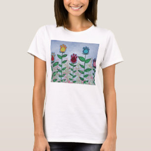 Camiseta Flores do impressão da pata