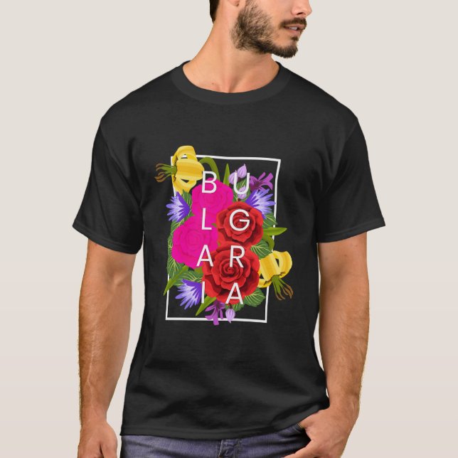 Camiseta Flores Do Orgulho Búlgaro De Artes Palavras (Frente)