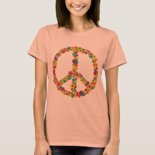 Camiseta Flores do sinal de paz do hippy