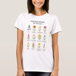 Camiseta Flores do Texas em Estilo de Aquarela