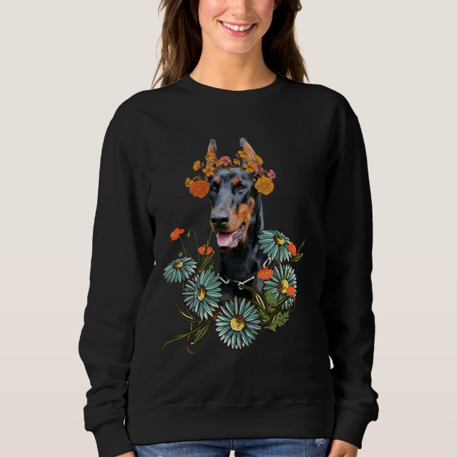 Camiseta Flores Doberman 1151 (Frente)