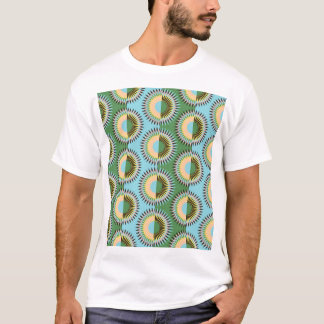 Camiseta Flores dobradas: padrão retroazul-verde.