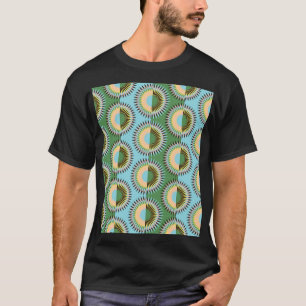 Camiseta Flores dobradas: padrão retroazul-verde.