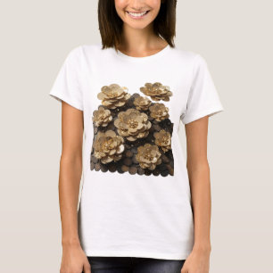 Camiseta Flores Douradas Prateadas Espirituosas Design