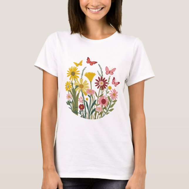 Camiseta Flores e borboletas (Frente)