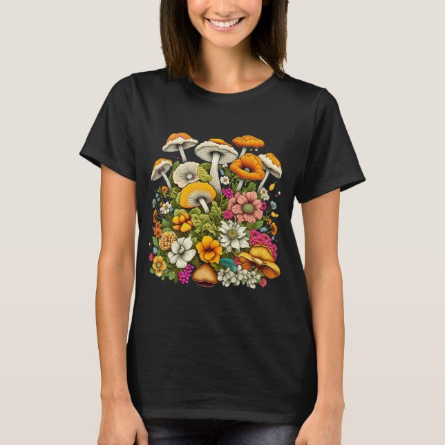 Camiseta Flores E Cogumelos Bonitos (Frente)