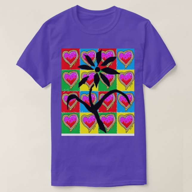 Camiseta flores e corações (Frente do Design)