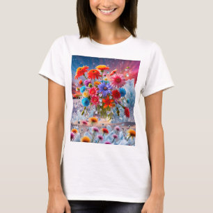 Camiseta Flores e cristais de gelo