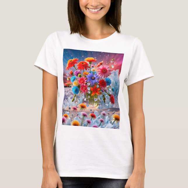 Camiseta Flores e cristais de gelo (Frente)